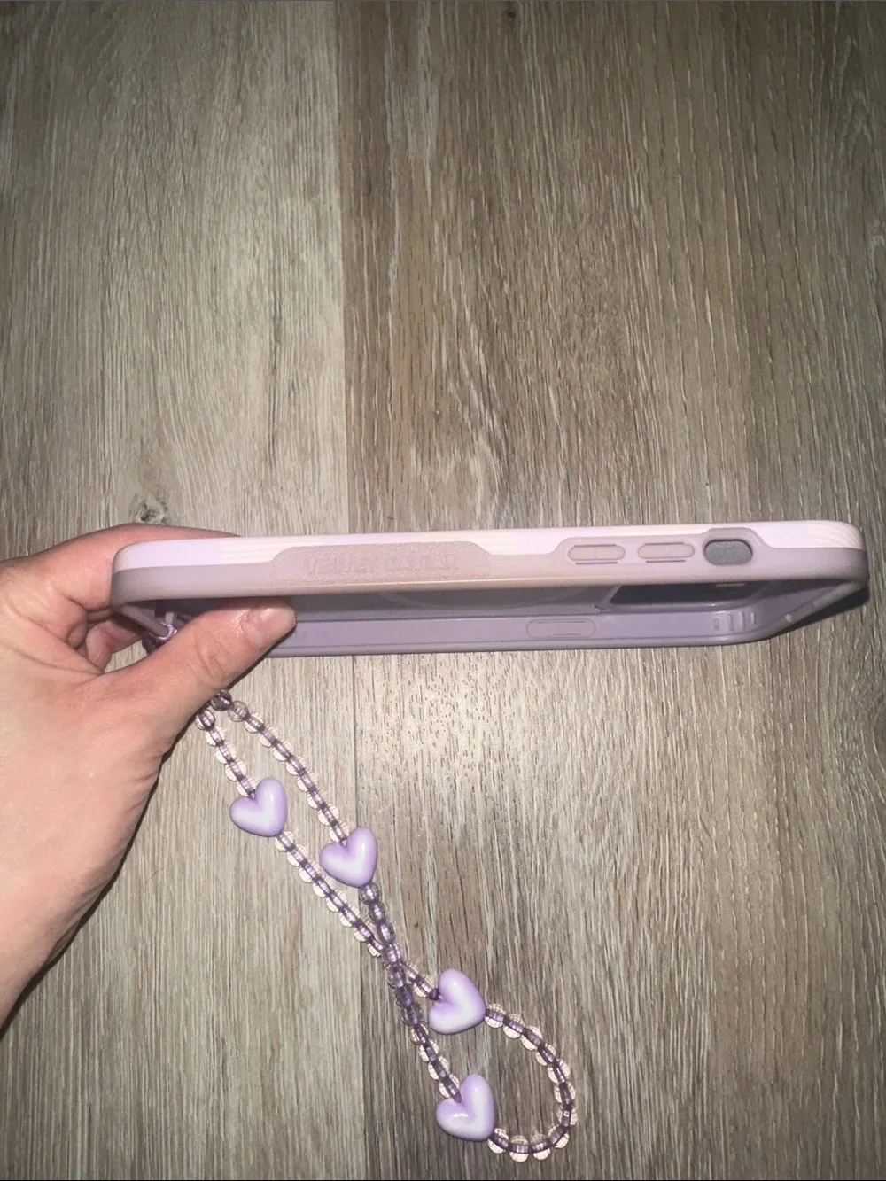 Pink Checkered Phone Case with Ring Holder and Beaded Charm - iPhone 14 Pro Max
